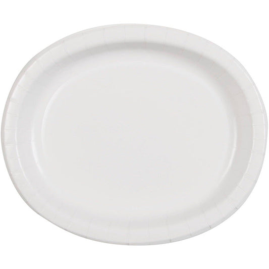 Bright White 10 x 12in Oval Paper Plates  8ct