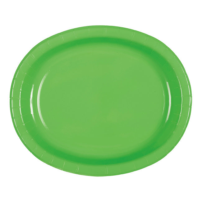 Lime Green 10 x 12in Oval Paper Plates  8ct