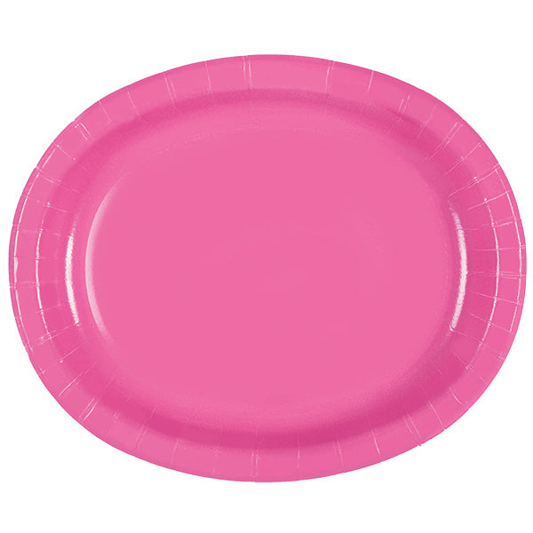 Hot Pink 10 x 12in Oval Paper Plates 8ct