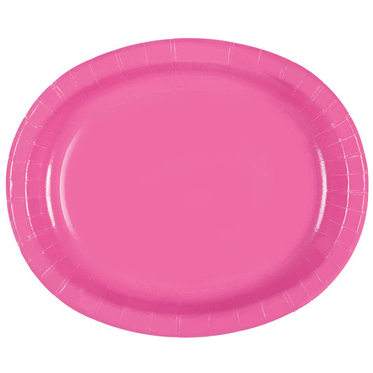 Hot Pink 10 x 12in Oval Paper Plates 8ct