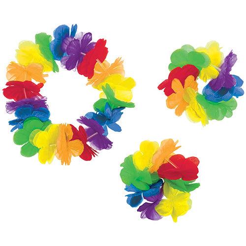Rainbow Hawaiian Luau Accessory Kit, 3 Ct