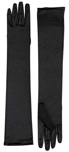 Long Satin Dress Gloves Black