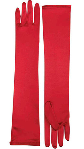 Long Satin Dress Gloves Red