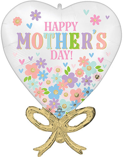 Satin Happy Mother's Day Daisy Chain Bow 28in Metallic Balloon