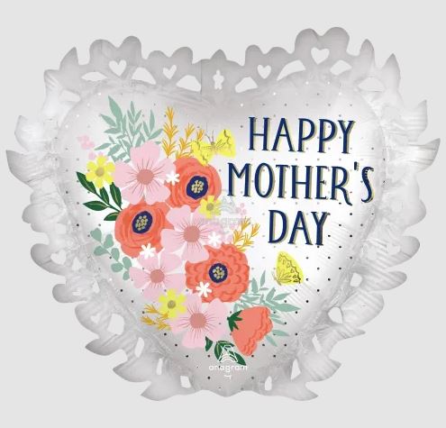 Happy Mother's Day Satin Intricate Blooms 29in Metallic Balloon