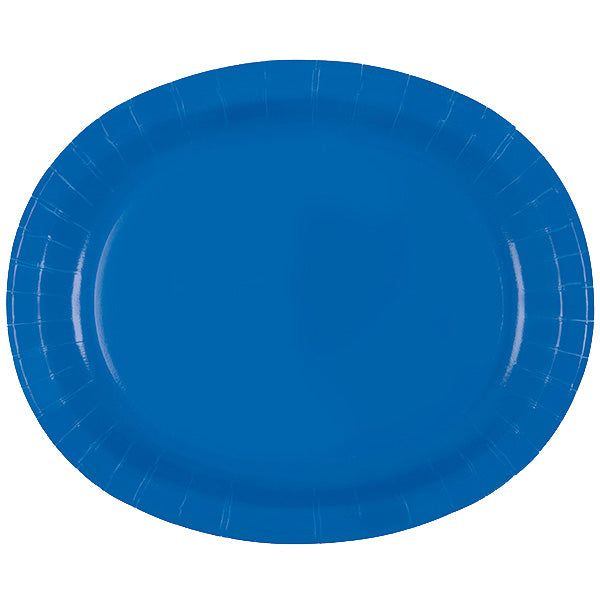 Royal Blue 10 x 12in Oval Paper Plates  8ct