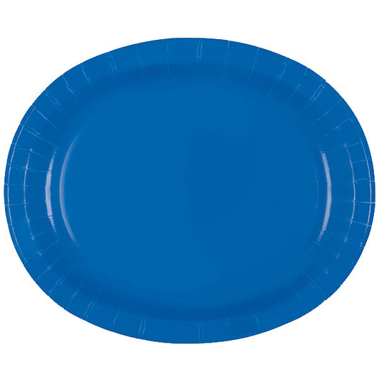 Royal Blue 10 x 12in Oval Paper Plates  8ct