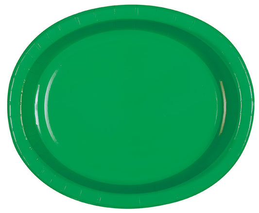 Emerald Green Solid Oval Paper Plates  8ct