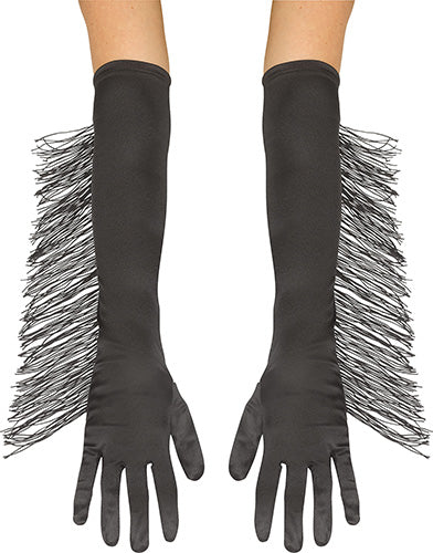 Fringe Long Adult Gloves Black