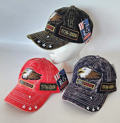 250th USA Anniversary Washed Denim "Eagle Head" Baseball Cap