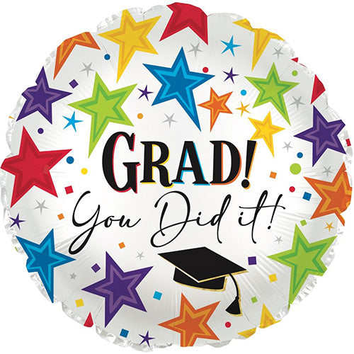 Grad You Did It Stars 18in Metallic Balloon
