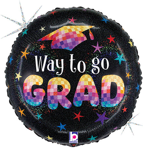 Grad Disco Stars 18in Metallic Balloon