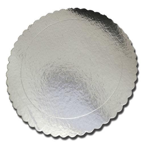 Corrugated Round Silver Scalloped Cake Board 10in