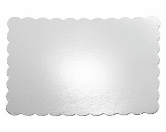 Corrugated Silver Scalloped Cake Board 14x21in