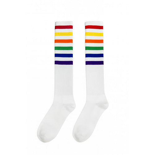 Knee High Striped Socks Rainbow 2ct