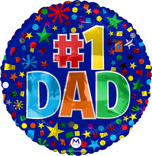 #1 Dad Father's Day 17in Metallic Balloon