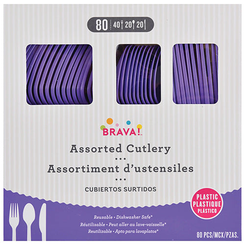 Heavy Weight Cutlery Asst., Mid Ct. - New Purple 80ct