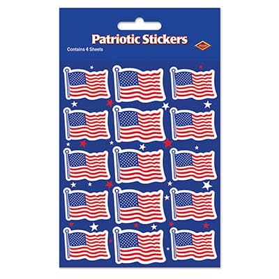 American Flag Patriotic Stickers 4Ct