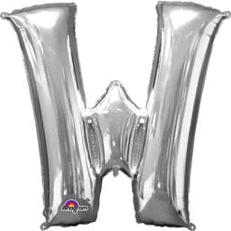 Letter W Silver 33in Metallic Balloon