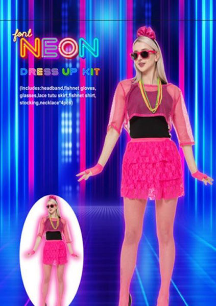 Pink Neon 80s Costume Kit