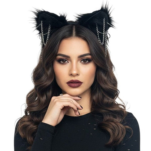 Black Furry Ears Headband