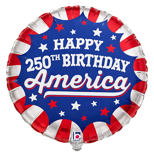 American 250 Birthday 18in Metallic Balloon