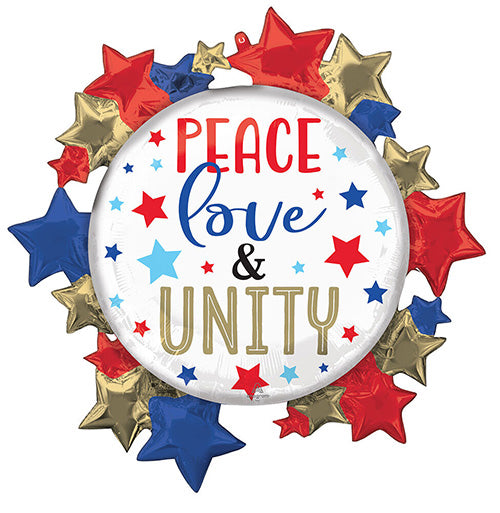 Peace Love Unity Stars 30in Metallic Balloon