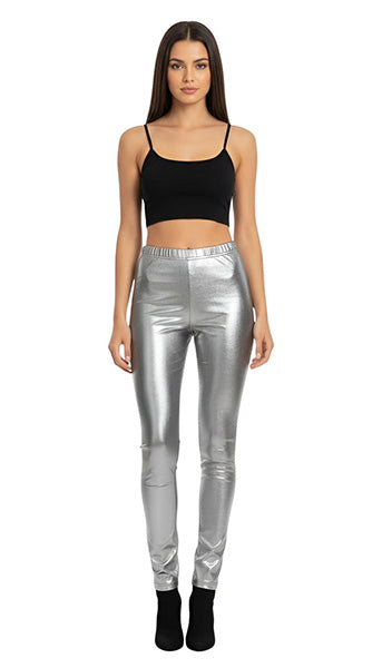 Silver Metallic Adult Leggings S/M