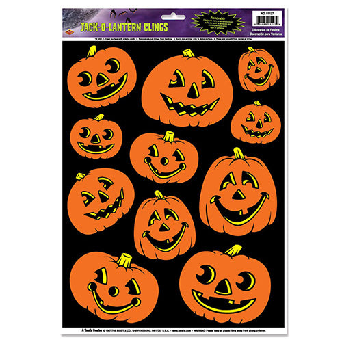 Jack-O-Lantern Clings 11ct