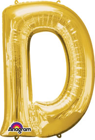 Letter D Gold 33in Metallic Balloon