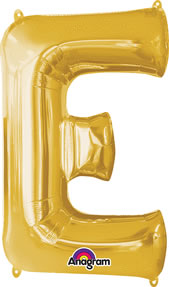 Letter E Gold 33in Metallic Balloon