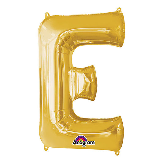 Letter E Gold 33in Metallic Balloon
