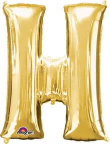 Letter H Gold 33in Metallic Balloon