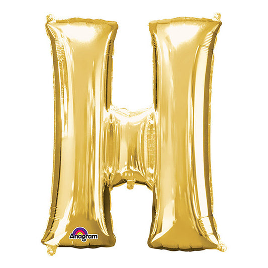 Letter H Gold 33in Metallic Balloon