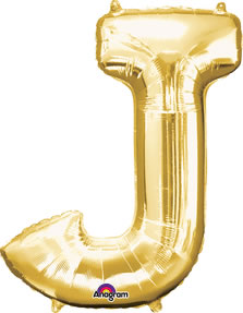 Letter J Gold 33in Metallic Balloon