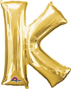 Letter K Gold 33in Metallic Balloon