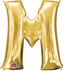 Letter M Gold 33in Metallic Balloon