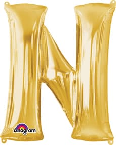 Letter N Gold 33in Metallic Balloon