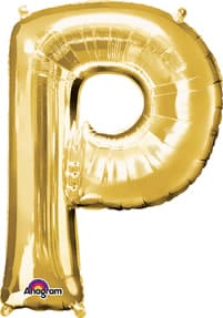 Letter P Gold 33in Metallic Balloon