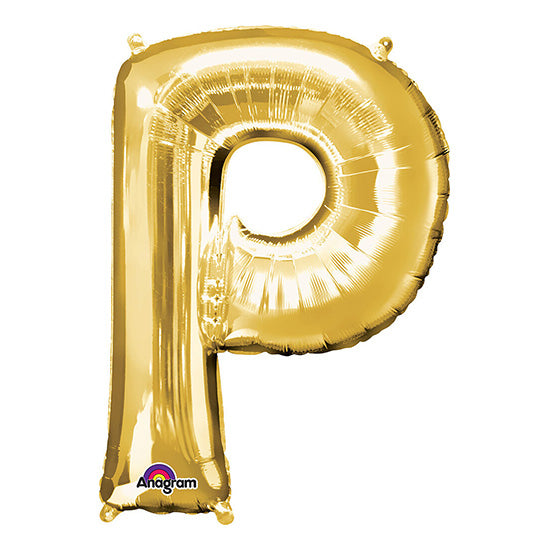 Letter P Gold 33in Metallic Balloon