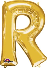 Letter R Gold 33in Metallic Balloon