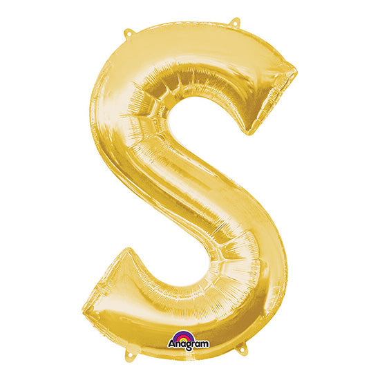 Letter S Gold 33in Metallic Balloon
