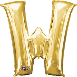 Letter W Gold 33in Metallic Balloon