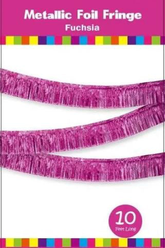 Metallic Fringe Banner 10' Fuchsia