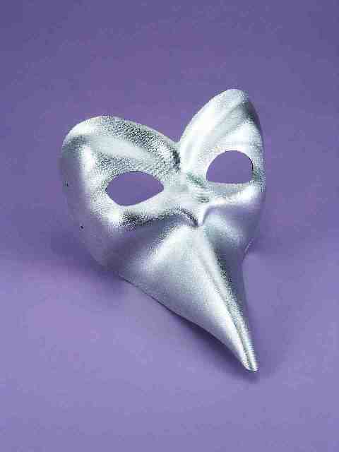 Fancy Italian Mardi Gras Silver Long Nose Mask
