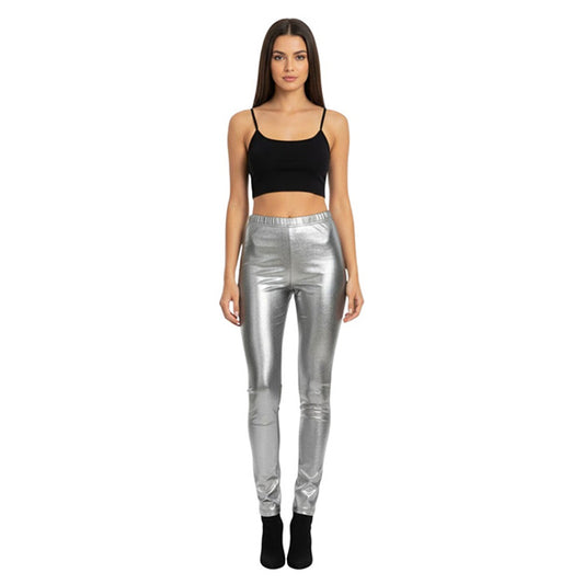 Silver Metallic Adult Leggings