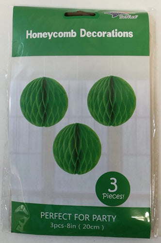 Green Honeycomb 8in Tissue Balls 3ct