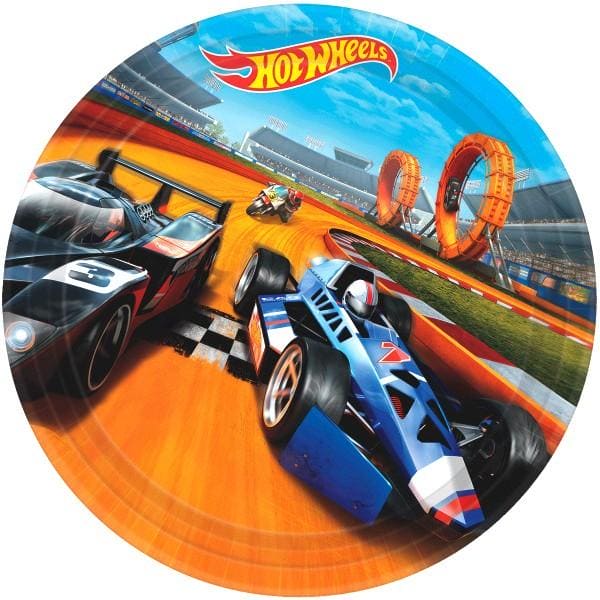 Hot Wheels Wild Racer 9in Round Dinner Paper Plates 8 Ct