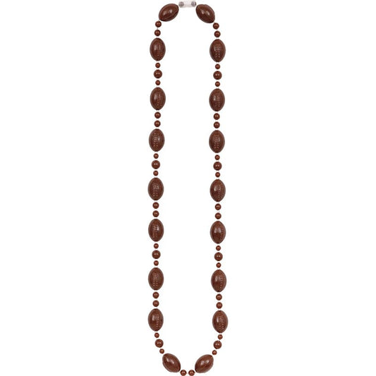 Brown Football Beaded Necklace 32"
