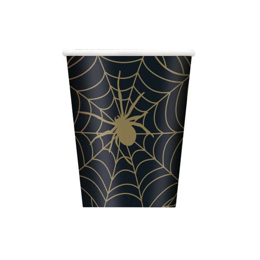 Black and Gold Spider Web 9oz Paper Cup